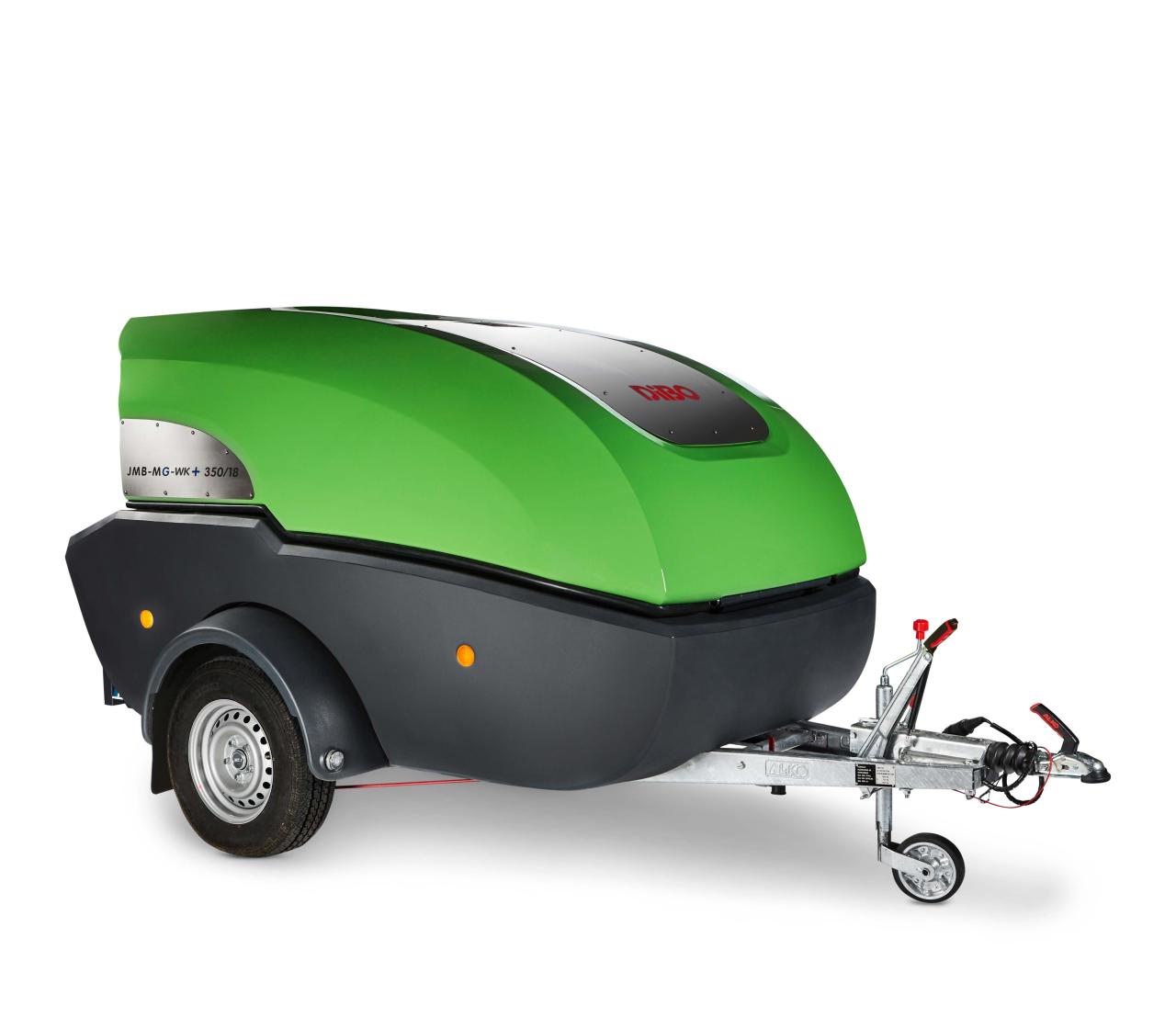 DiBO JMB-M-WK weedkillers on trailer operating either entirely on CNG gas (MG version) or on a battery pack (ME version)